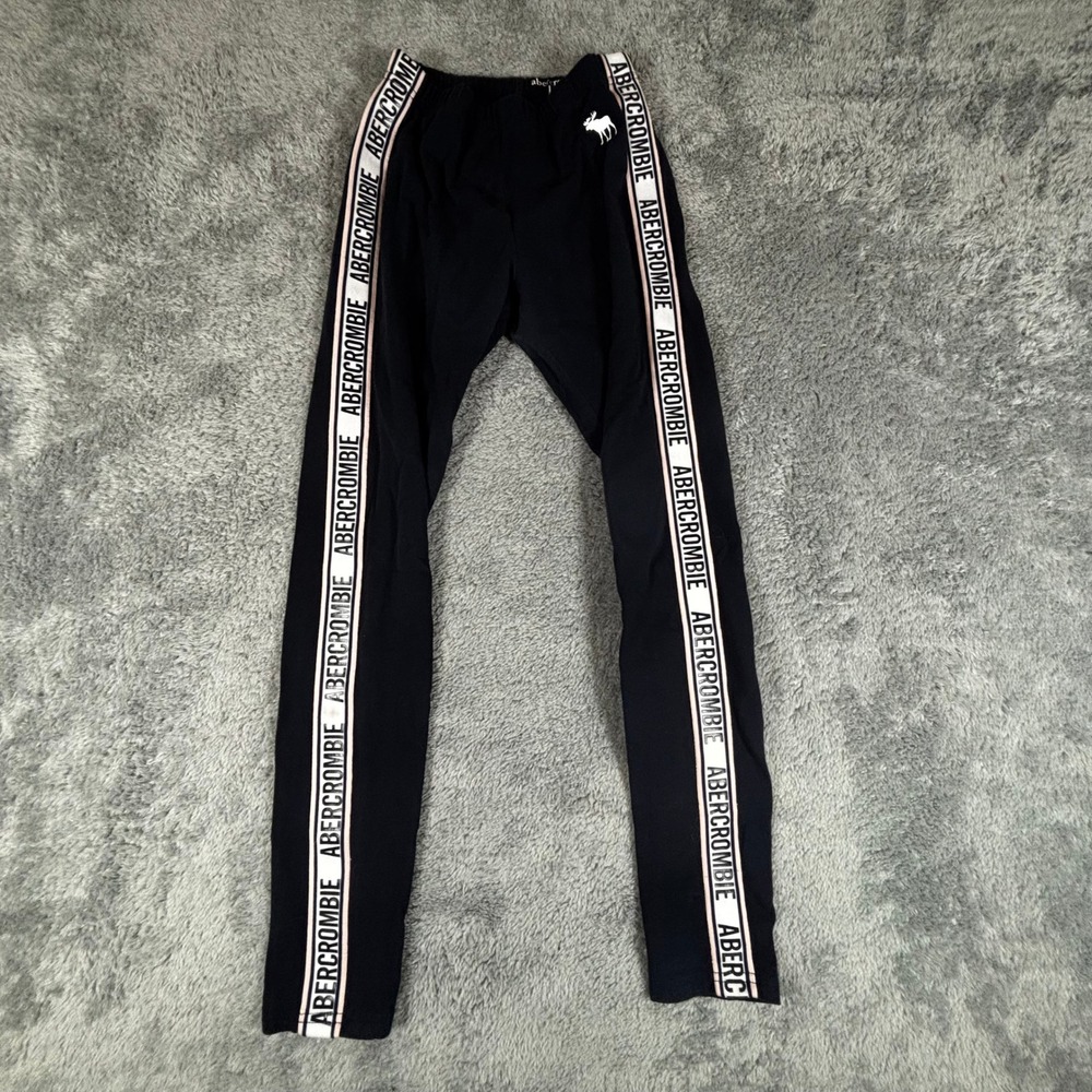 Abercrombie Kids Girls Navy Blue Logo Tape Leggings Size 11/12